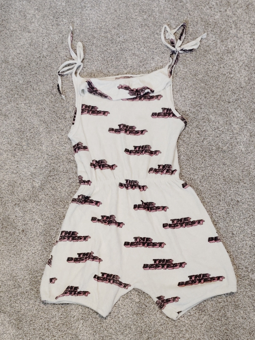 Hugo Loves Tiki Cream Tie-Shoulder Kids One-Piece Bodysuit